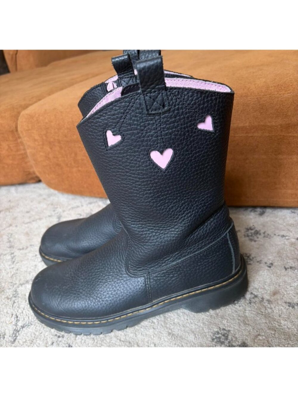 Dr Martens Bex Heart Black Boots Mid calf size 6